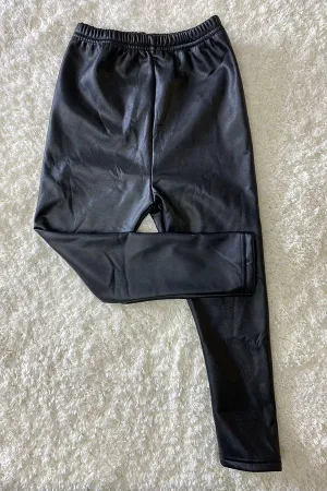 Kids Black leather skinny bottom pant DLH2471