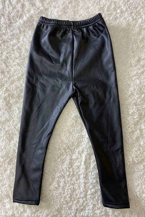 Kids Black leather skinny bottom pant DLH2471