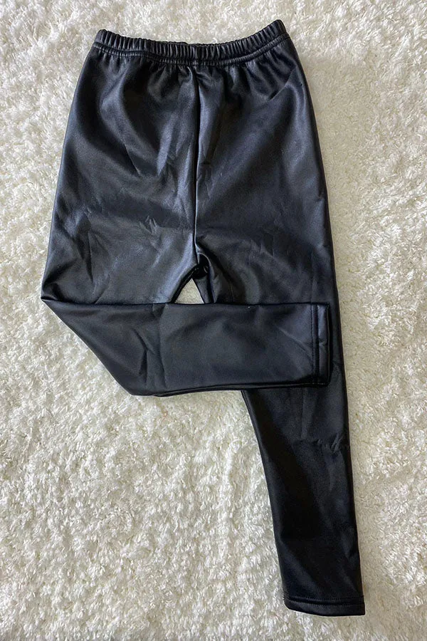 Kids Black leather skinny bottom pant DLH2471