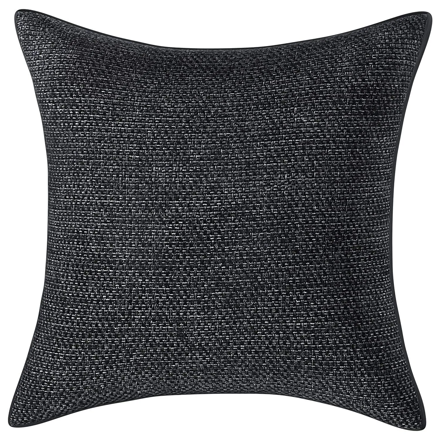 Kuber Industries Set of 5 Decorative Hand Made Jute Throw/Pillow Cushion Covers, 16x16 Inch (Black) (HS_36_KUBMART018304)