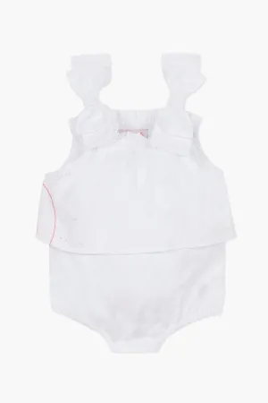 Lili Gaufrette Large Bow Baby Girls Romper