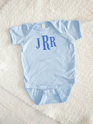 Little Love Monogram Onesie - Light Blue