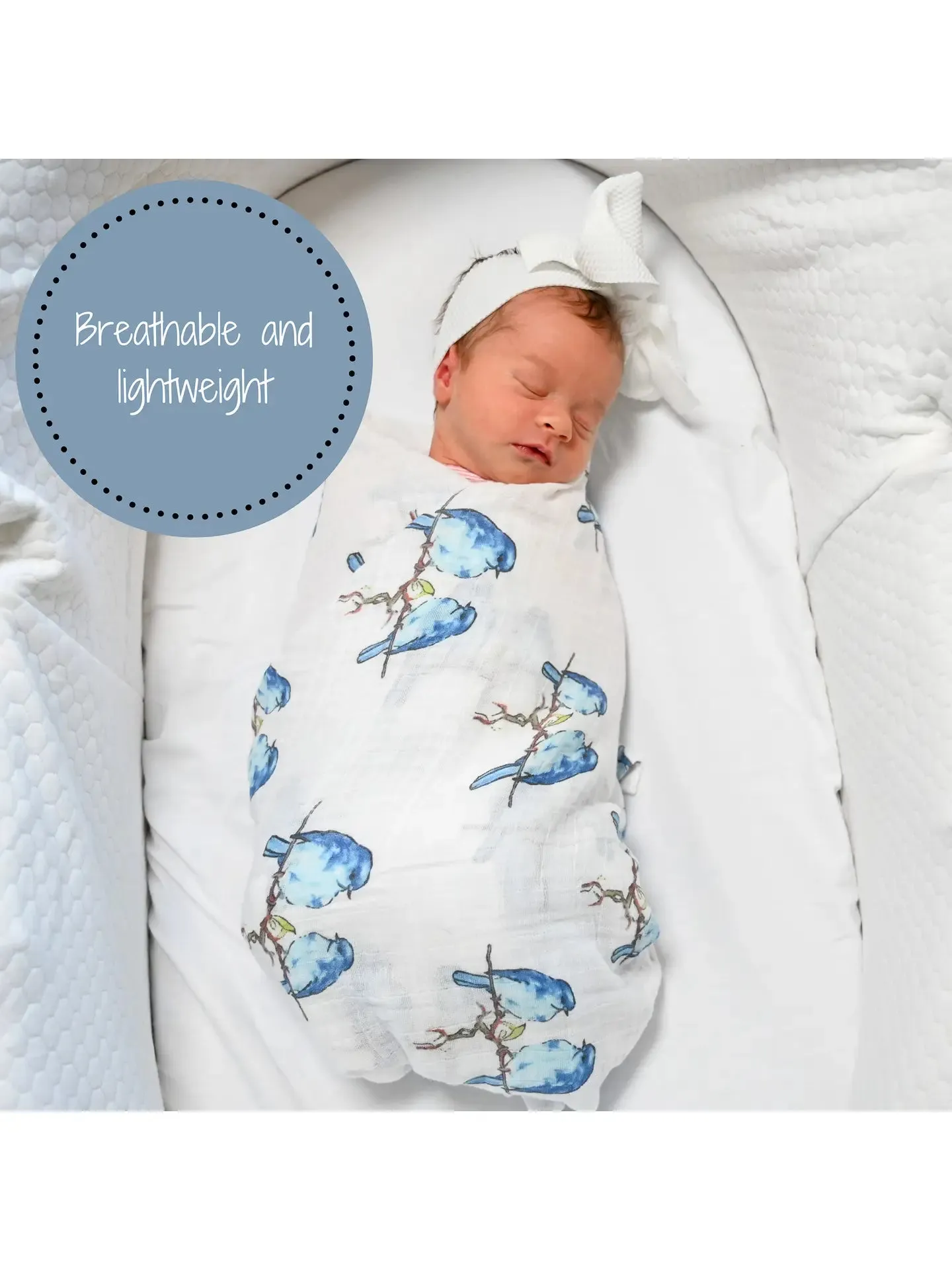 LollyBanks Blue Bird Baby Muslin Cotton Blanket