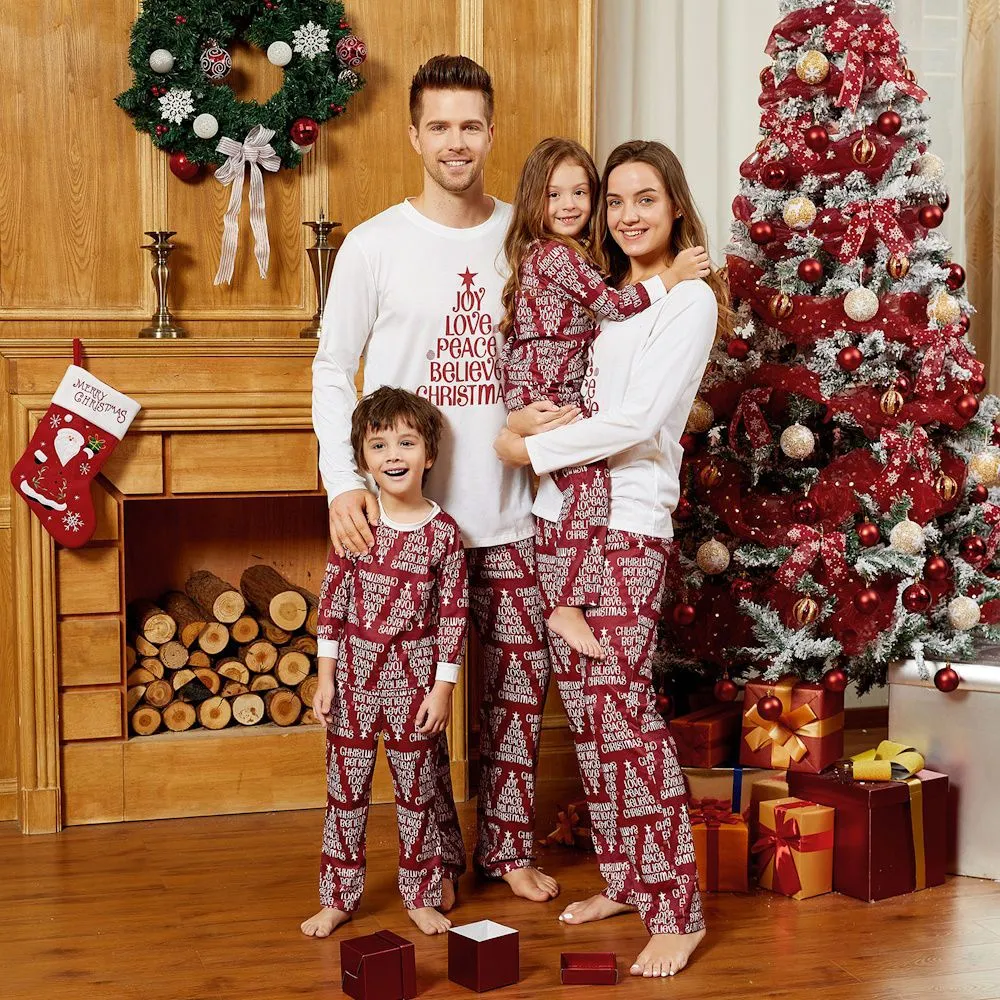 Matching Family Pajama Sets Letter Positioning print Family Sleepwear Christmas