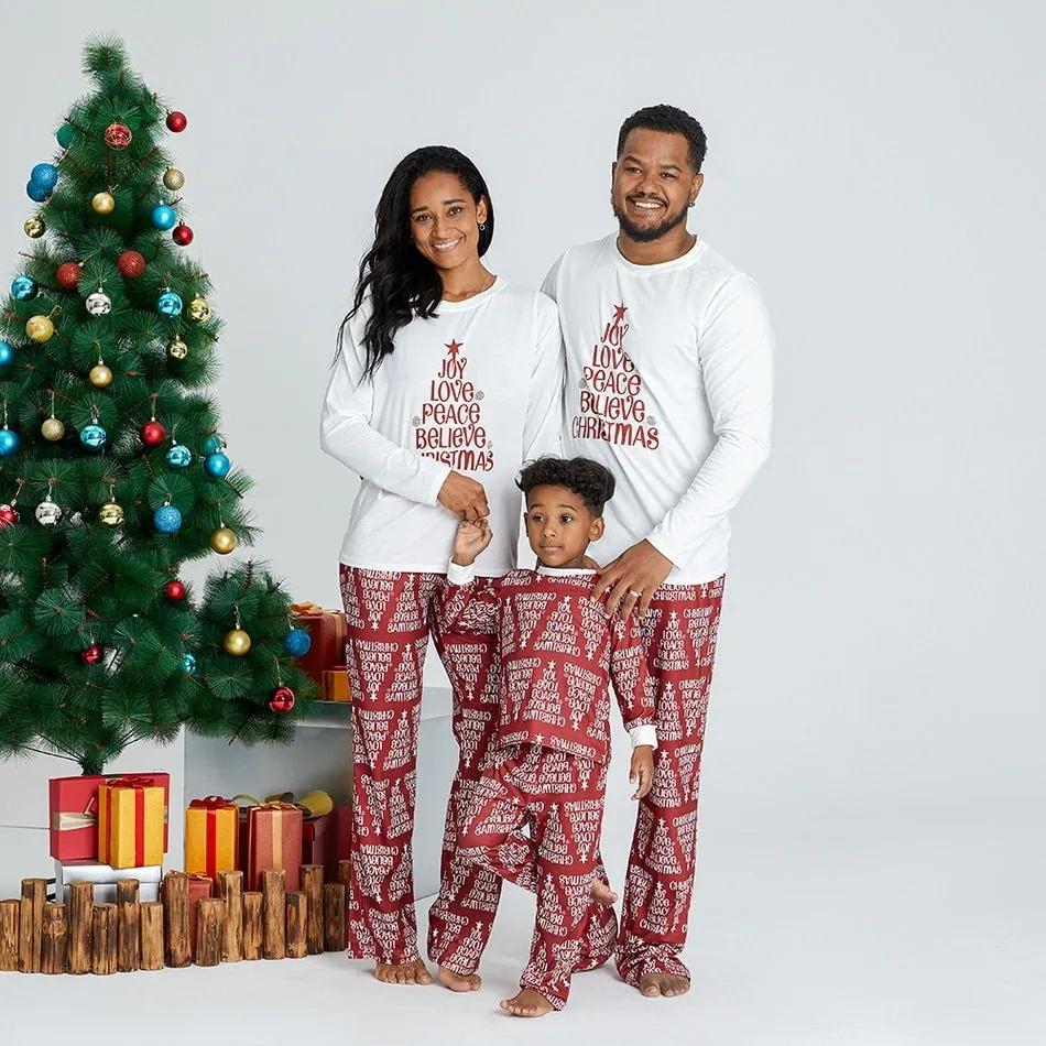 Matching Family Pajama Sets Letter Positioning print Family Sleepwear Christmas