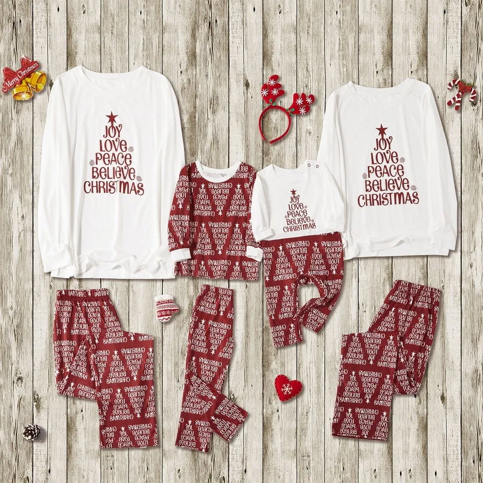 Matching Family Pajama Sets Letter Positioning print Family Sleepwear Christmas