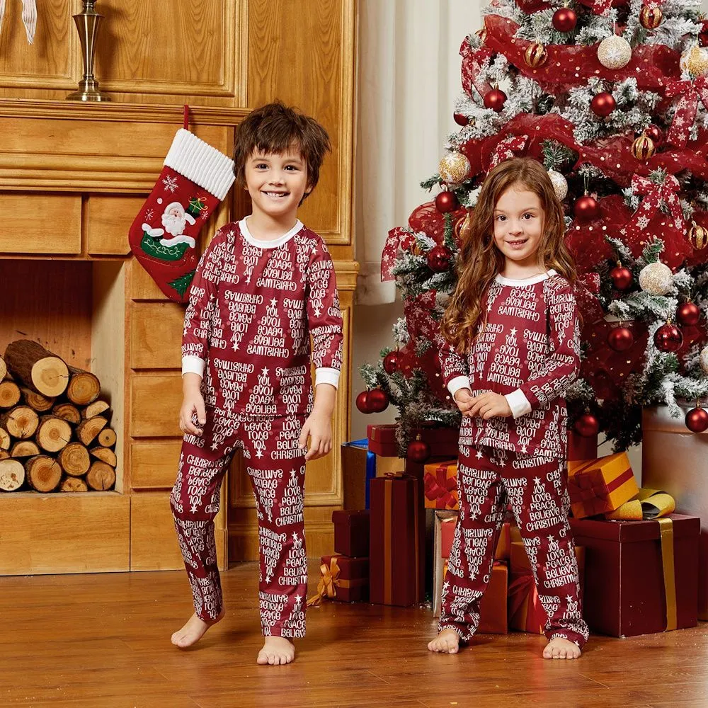 Matching Family Pajama Sets Letter Positioning print Family Sleepwear Christmas