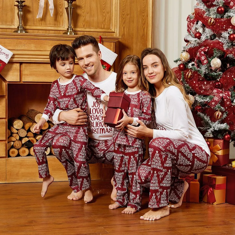 Matching Family Pajama Sets Letter Positioning print Family Sleepwear Christmas