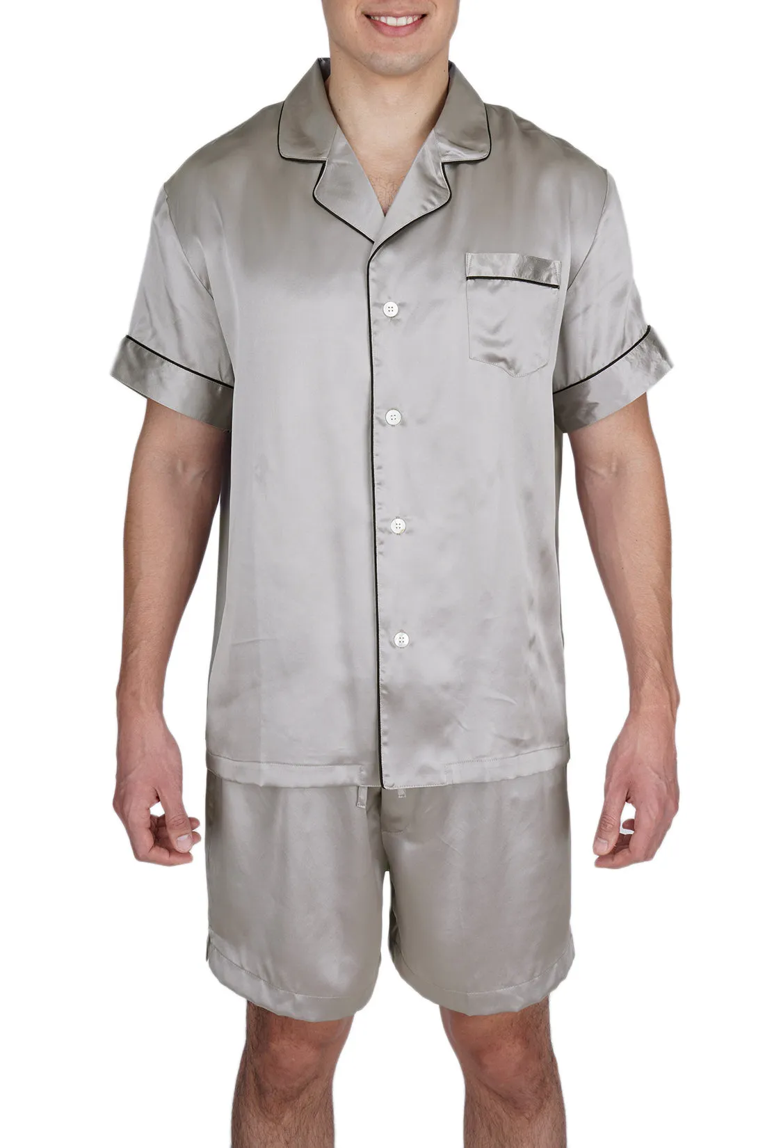 Men's 100% Silk Short Pajamas Set