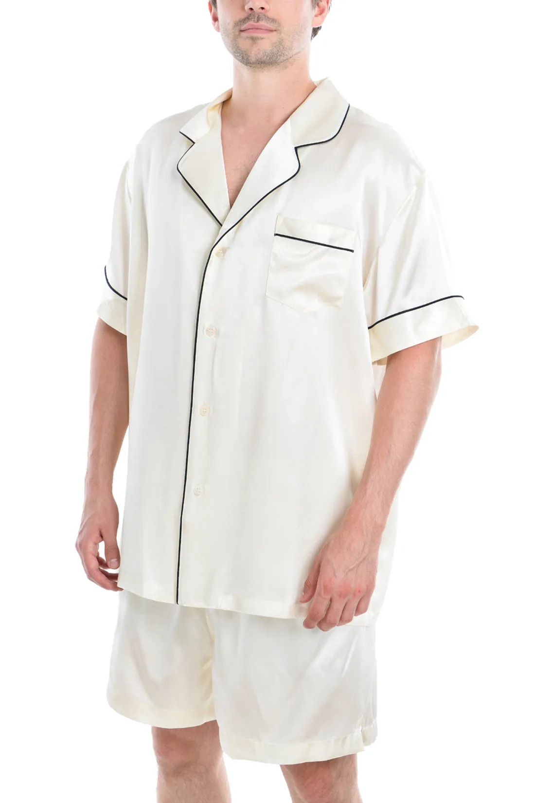 Men's 100% Silk Short Pajamas Set