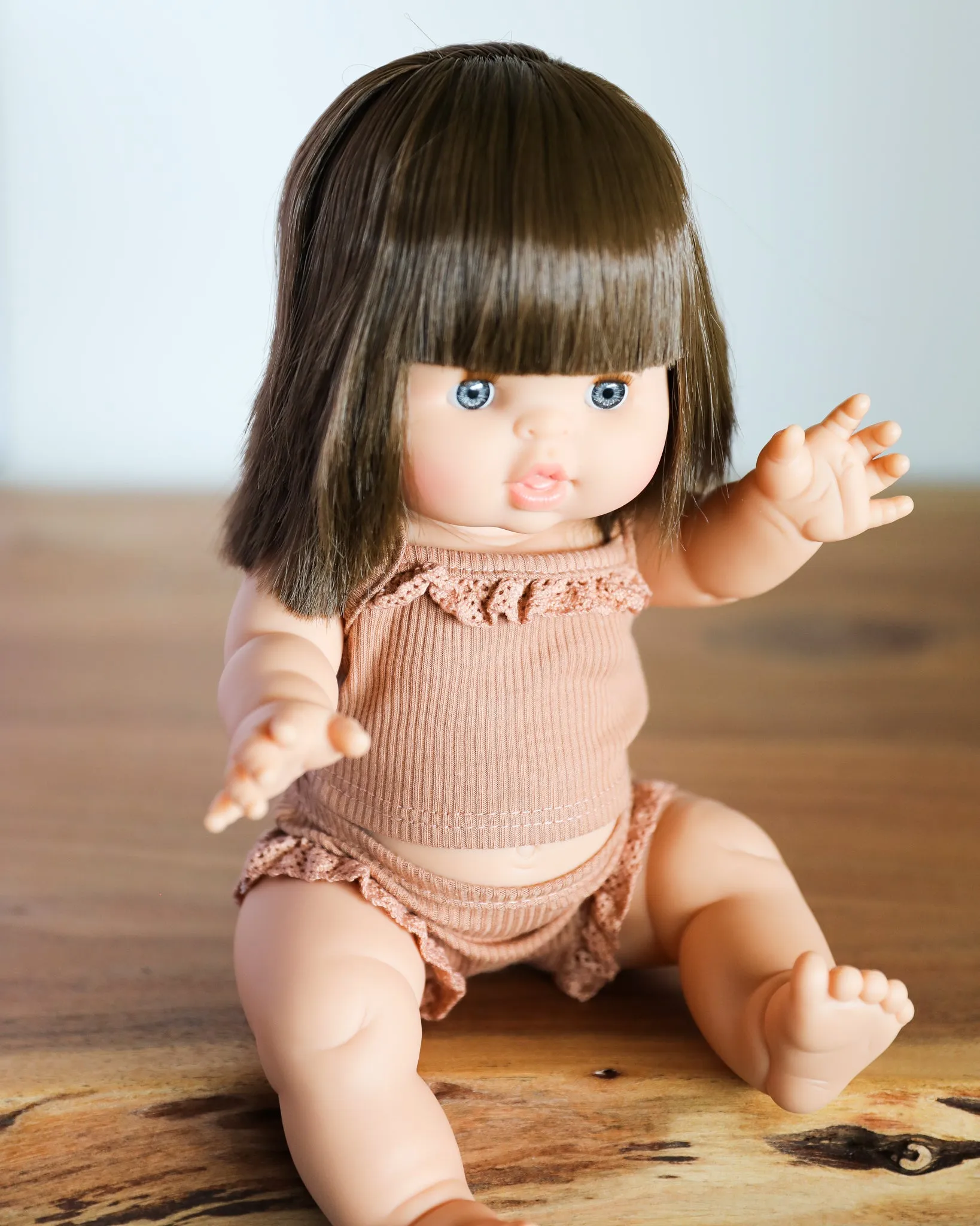 Minikane Doll Clothes | Ribbed Two-Piece Doll Outfit - Beige