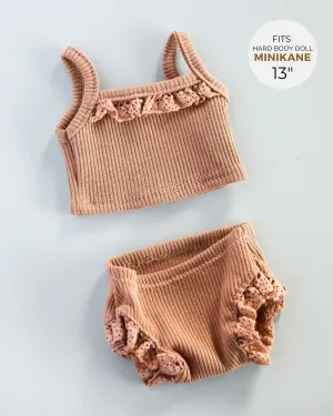 Minikane Doll Clothes | Ribbed Two-Piece Doll Outfit - Beige