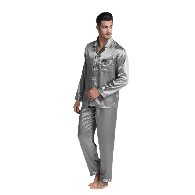 Modern Style Men'S Stain Silk Sleepwear Pajama Set