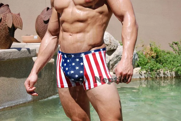 Neptio Stars & Stripes Square Cut Swimwear for Men: Embrace the Spirit of American Pride