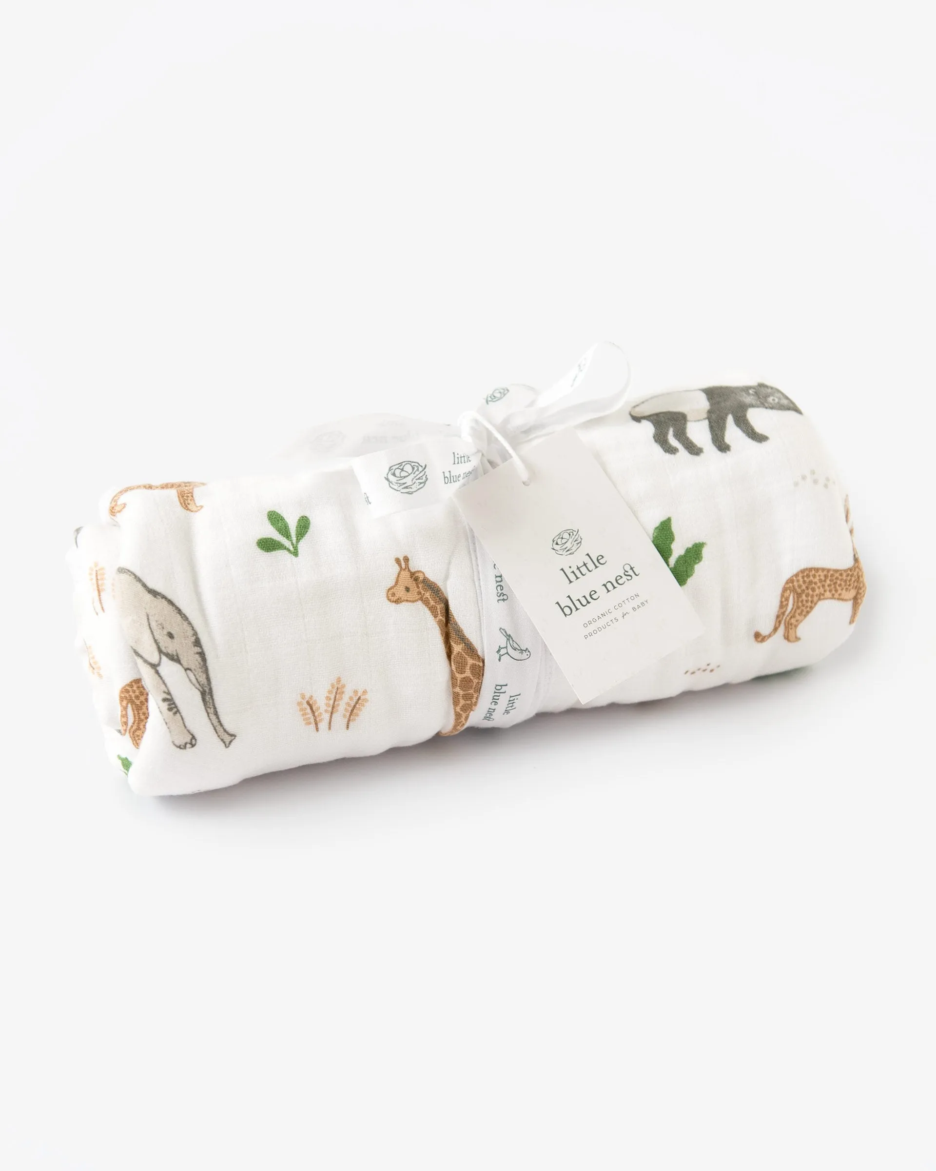 Organic cotton muslin baby sleeping bag 1.5 tog - Safari