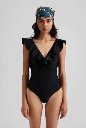 Paola Ruffled V-Neck Swimsuit