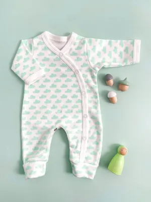 Sleepsuit, Mint Cloud, Premium 100% Organic Cotton