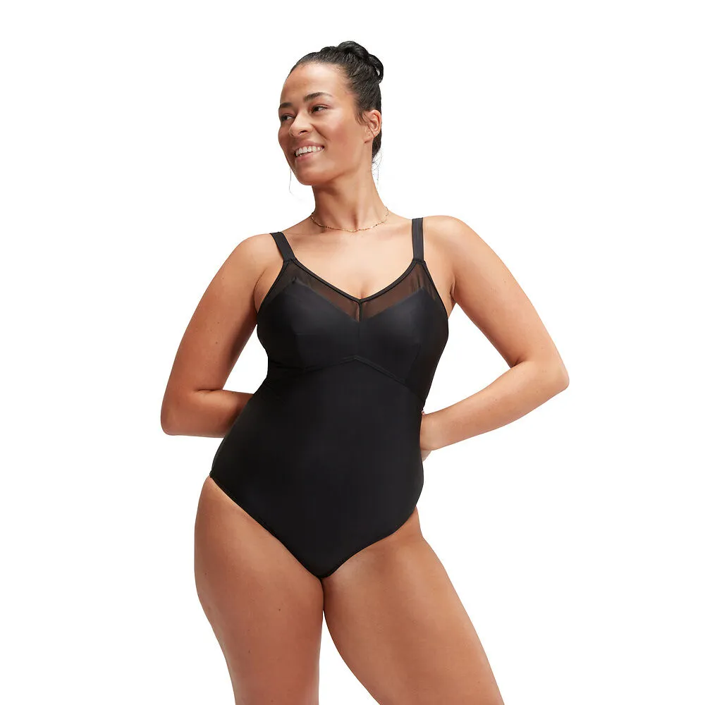 Speedo Womens Shaping Mesh Detail 1 Piece Swimsuit