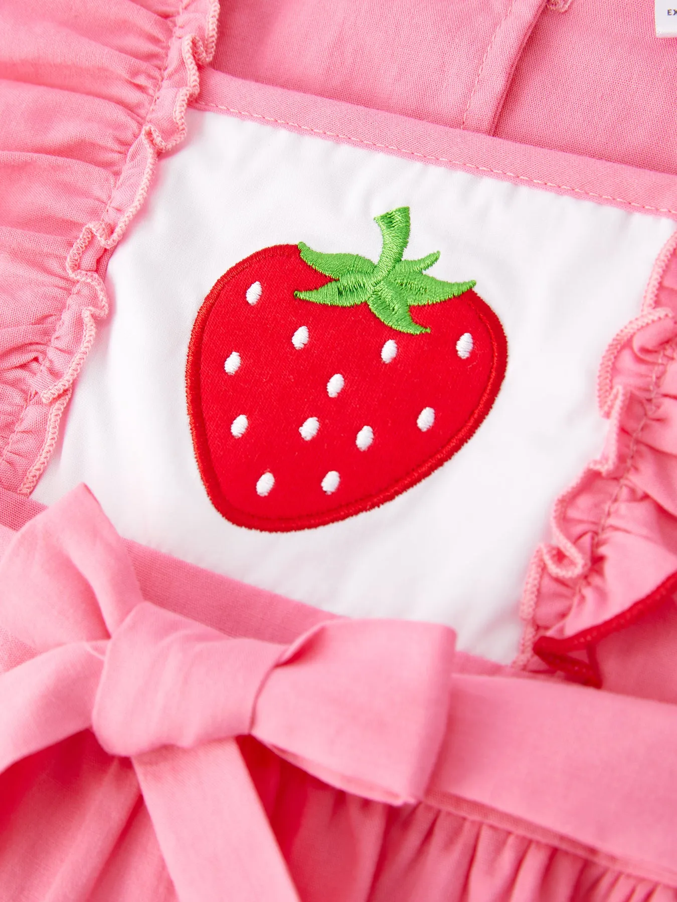 Strawberry Applique Flying Sleeves Girls' Romper