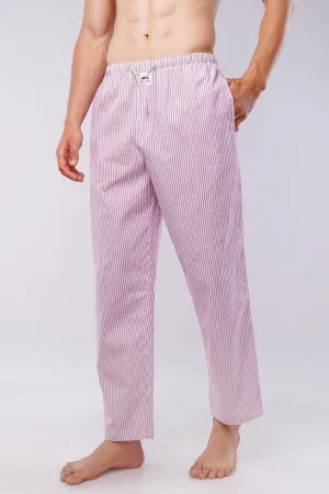 Striped Woven Pajamas - Red & White