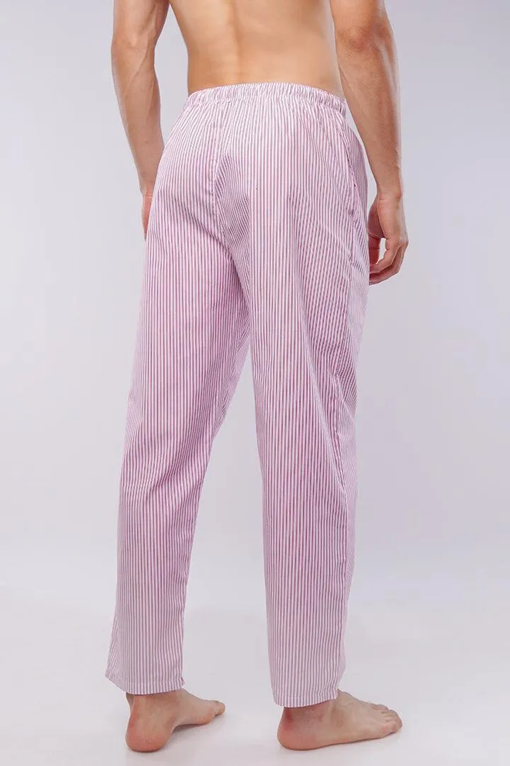 Striped Woven Pajamas - Red & White