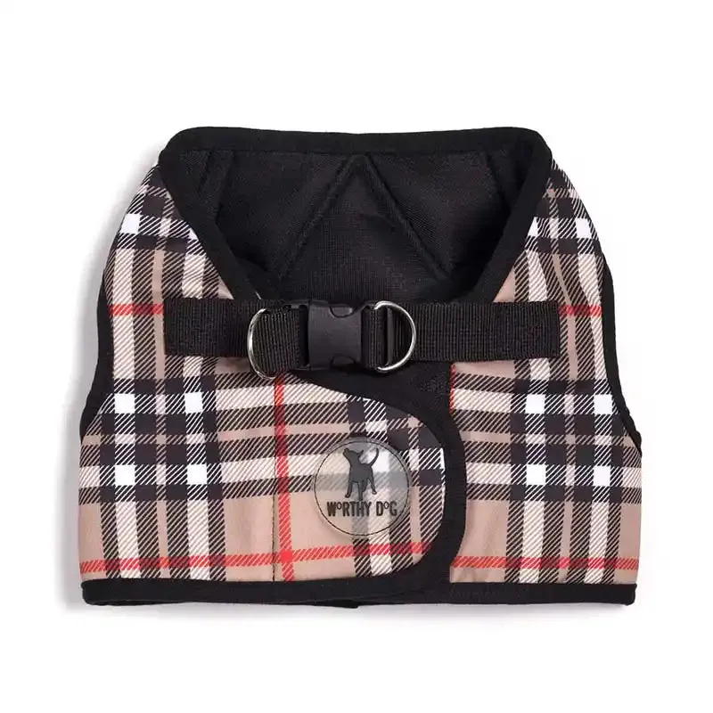 Tan Plaid Vest Dog Harness