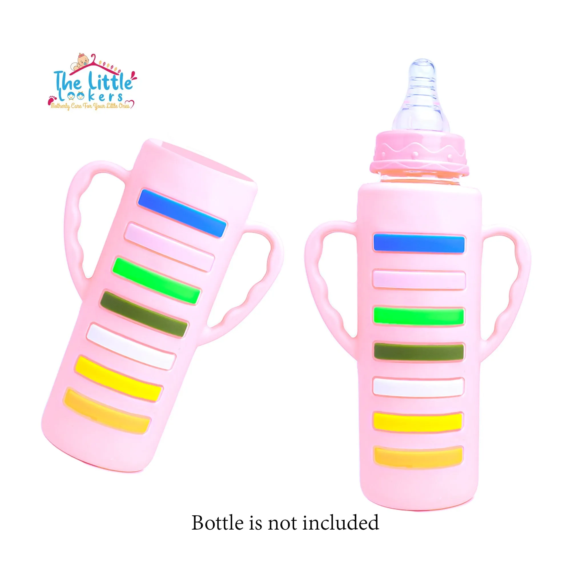 THE LITTLE LOOKERS Baby Bottle Cover with Handle/ Silicone Warmer Cover for Baby/Newborn/Infants/Toddlers ( Pack of 2)