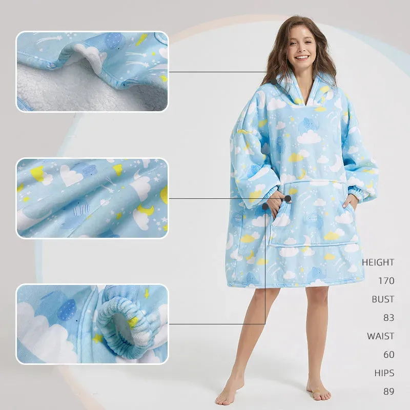 Thick Plush Fleece Oversized Hoodie dress Sleepwear Pajamas Homewear