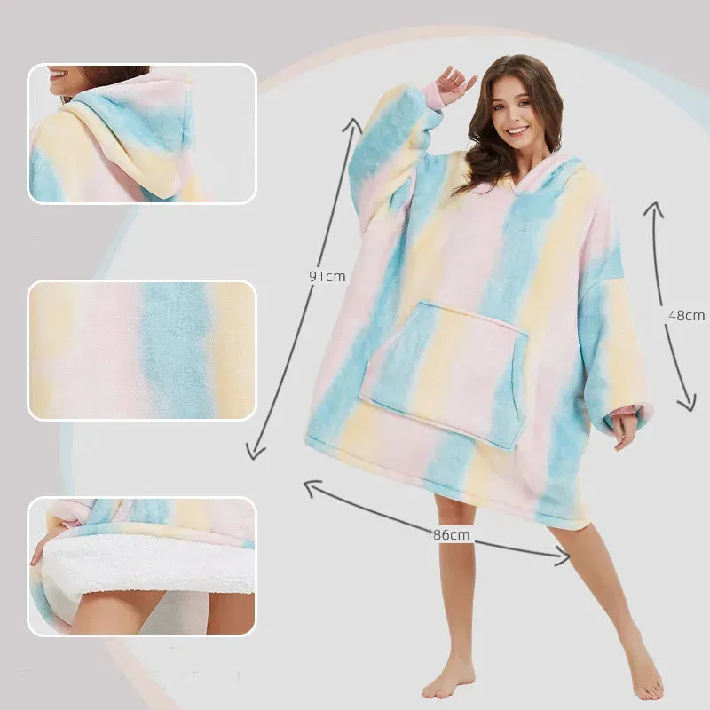 Thick Plush Fleece Oversized Hoodie dress Sleepwear Pajamas Homewear