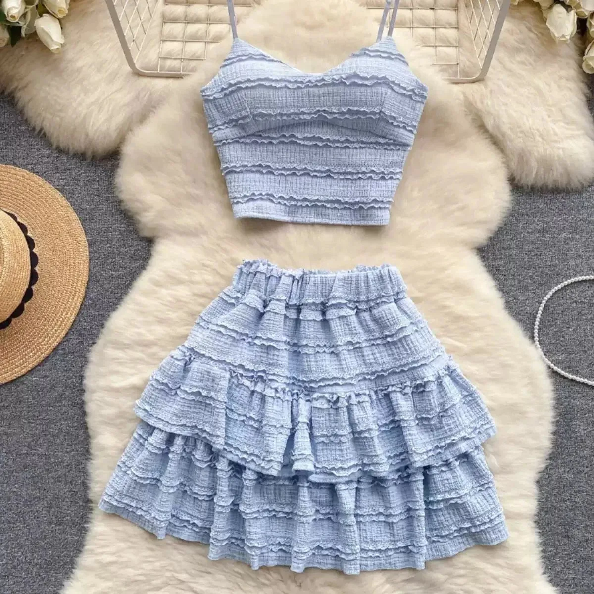 Two Piece Skirt and Top Resort Beach Wear Set