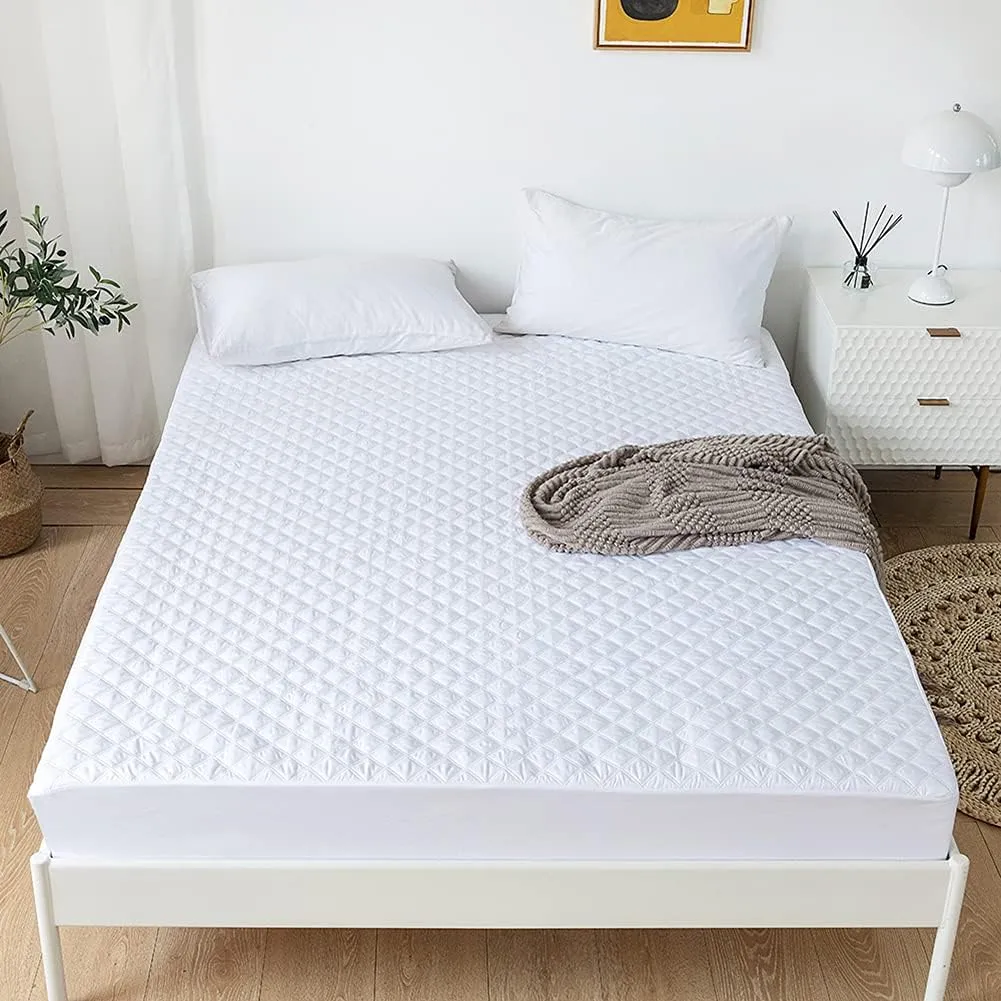 Ultrasonic Microfiber Waterproof Mattress Cover - White