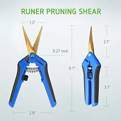 VIVOSUN 2-Pack Gardening Pruning Shear with Titanium Coated Curved Precision Blades