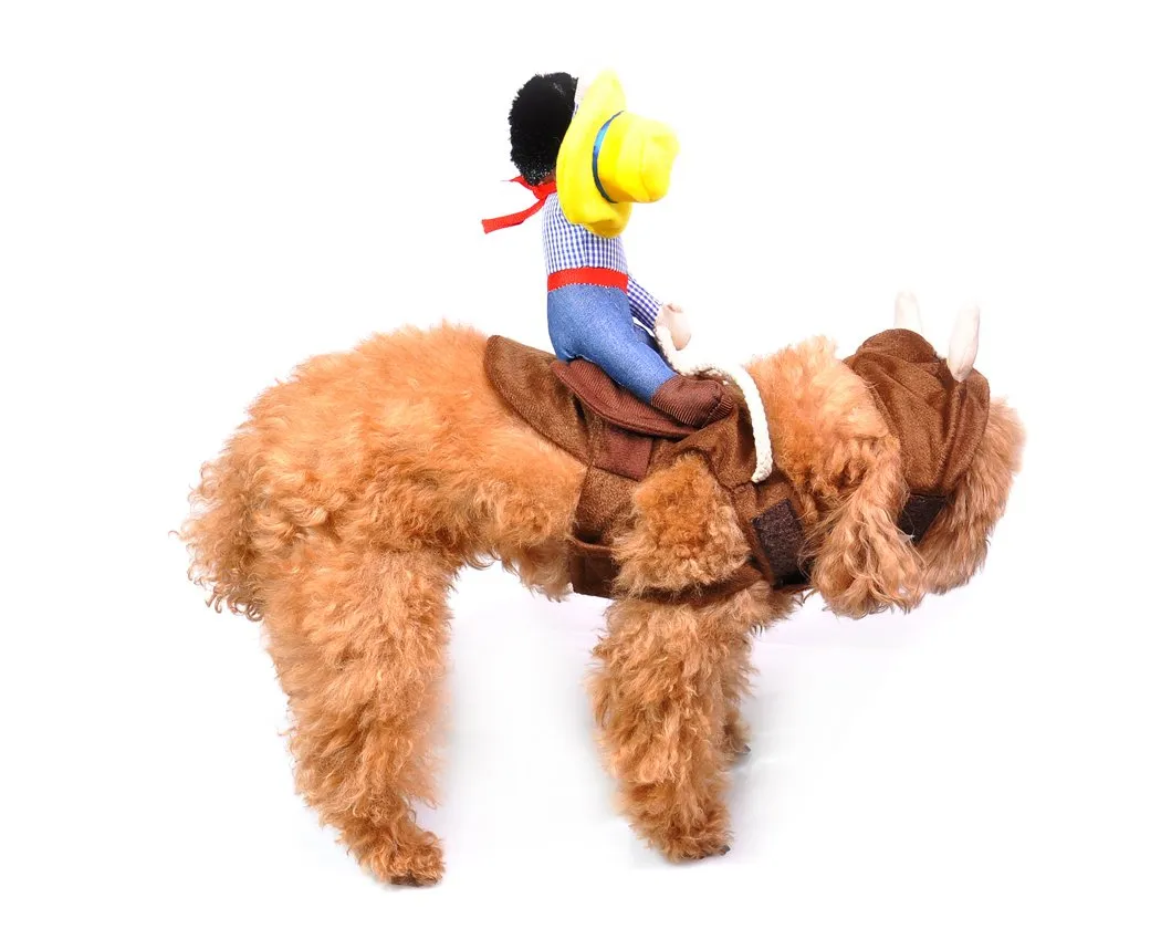 Western Riding Cowboy Pet Costume Dog Clothes with Hat