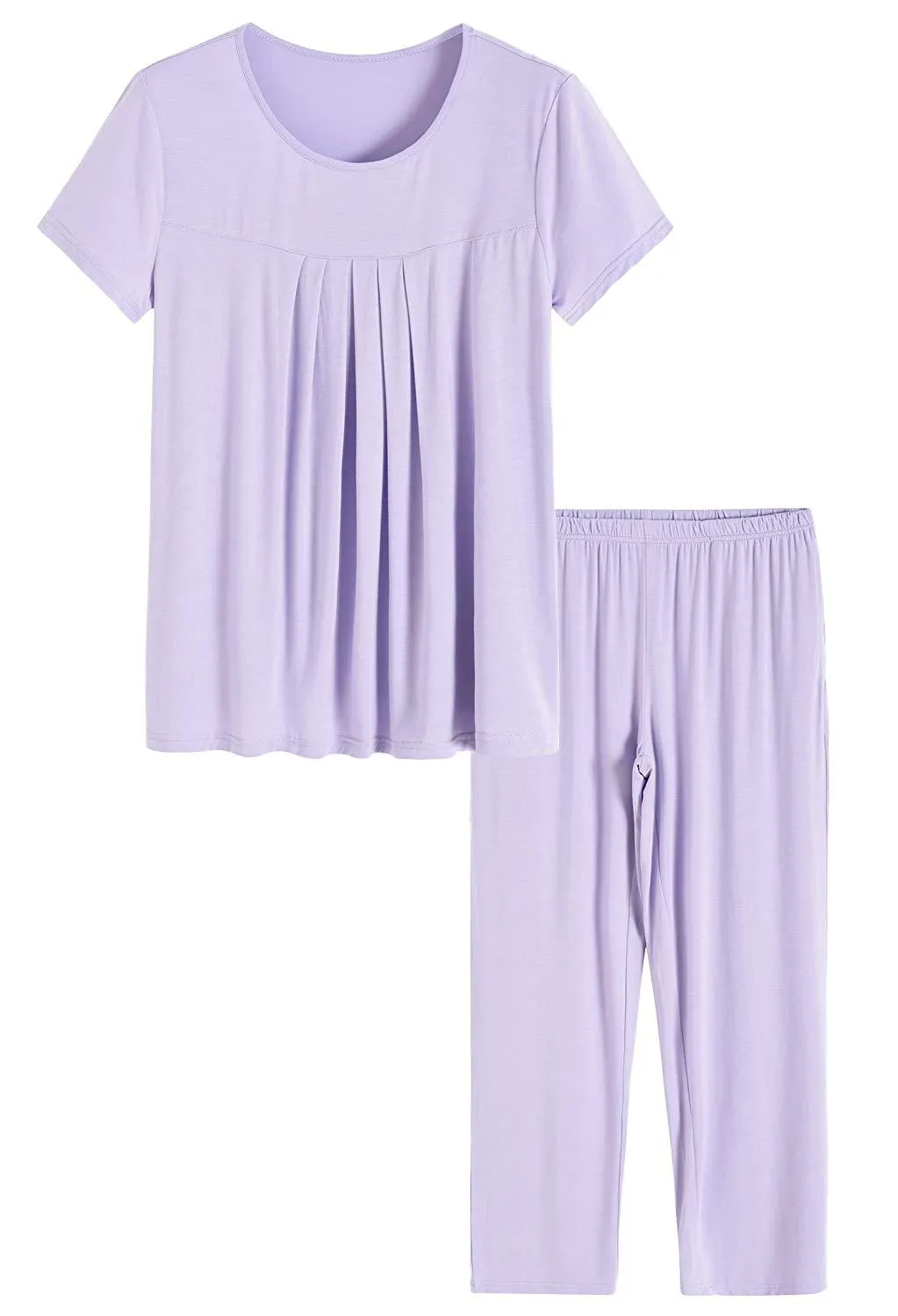 Women’s Bamboo Sleepwear Pleated Shirt Pants Pajamas Set