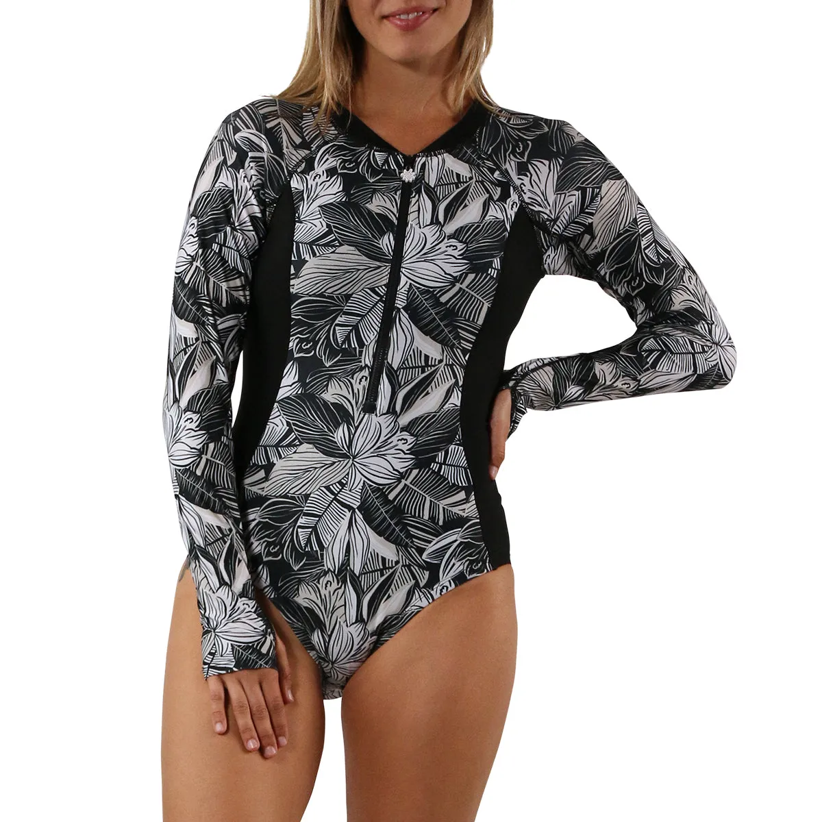 Women's Long Sleeve Half Zip Swimsuit